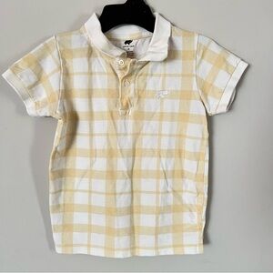 Monica + Andy Organic Cotton Polo Yellow Plaid Preppy Kids Shirt Size 8